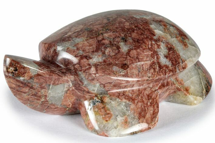Carved Red Flower Granite Turtle - California #309065